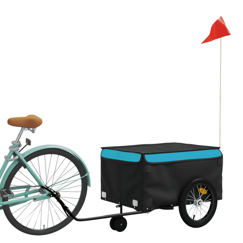 Load image into Gallery viewer, Vidaxl fietstrailer 45 kg ijzer zwart en blauw
