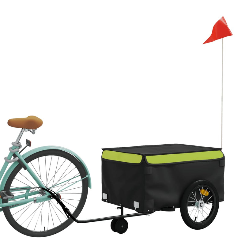 Load image into Gallery viewer, Vidaxl fietstrailer 45 kg ijzer zwart en groen
