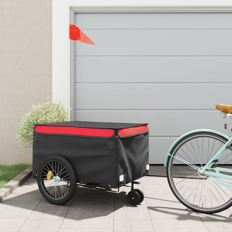 Load image into Gallery viewer, Vidaxl fietstrailer 45 kg ijzer zwart en rood
