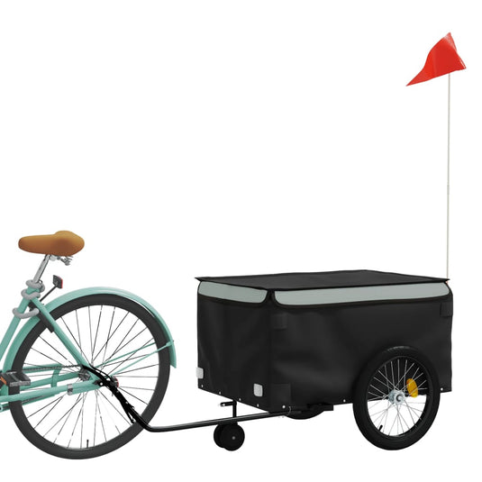 Vidaxl fietstrailer 45 kg ijzer zwart en grijs