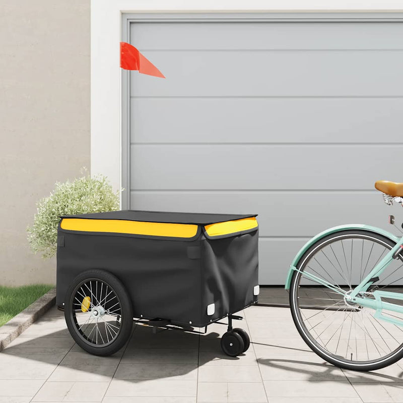 Load image into Gallery viewer, Vidaxl fietstrailer 45 kg ijzer zwart en geel
