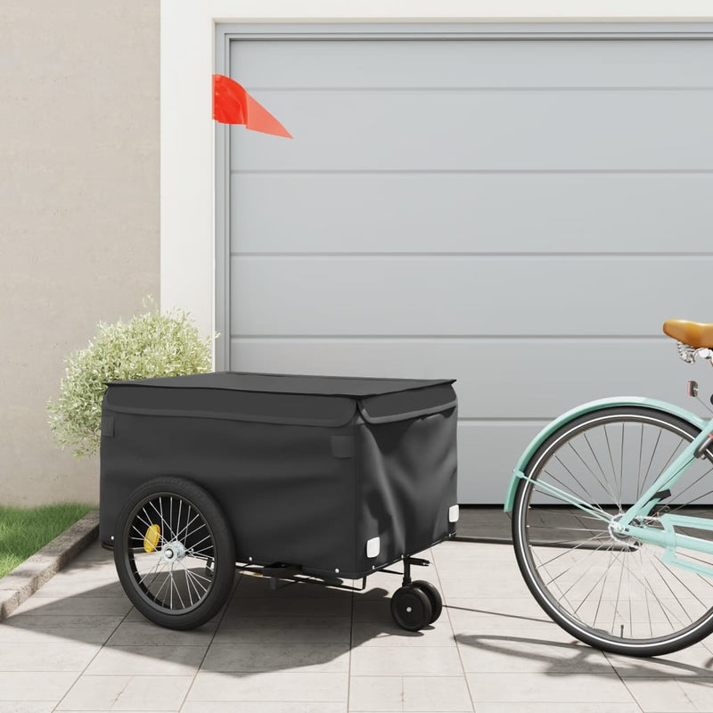 Load image into Gallery viewer, Vidaxl fietstrailer 45 kg ijzer zwart

