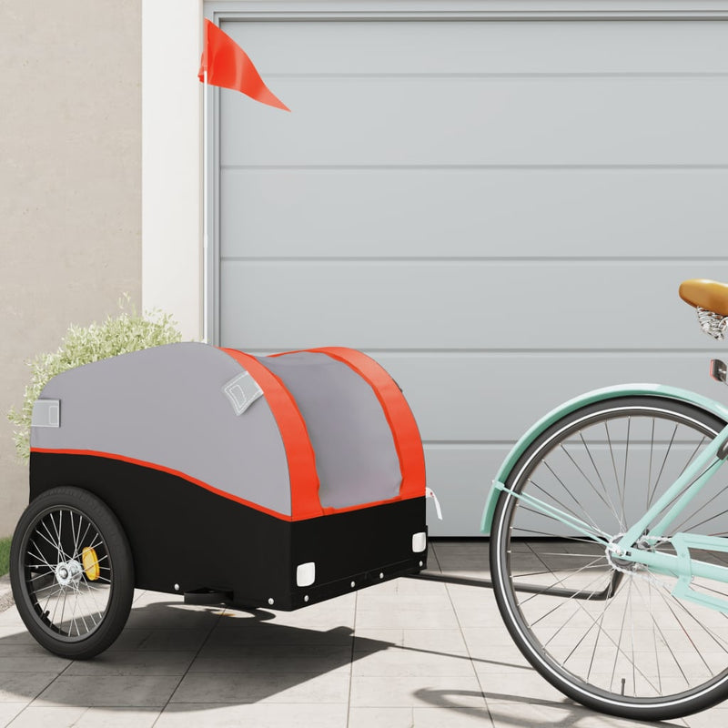 Load image into Gallery viewer, Vidaxl fietstrailer 45 kg ijzer zwart en oranje

