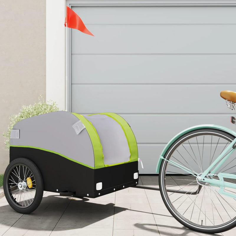 Load image into Gallery viewer, Vidaxl fietstrailer 45 kg ijzer zwart en groen
