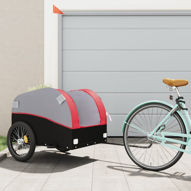 Load image into Gallery viewer, Vidaxl fietstrailer 45 kg ijzer zwart en rood
