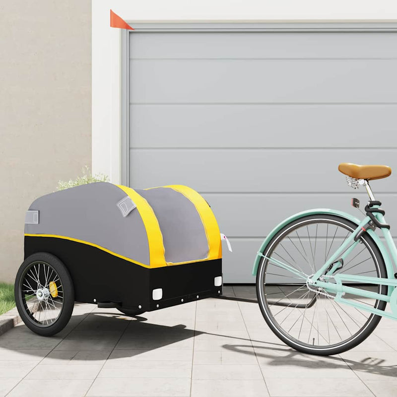 Load image into Gallery viewer, Vidaxl fietstrailer 45 kg ijzer zwart en geel
