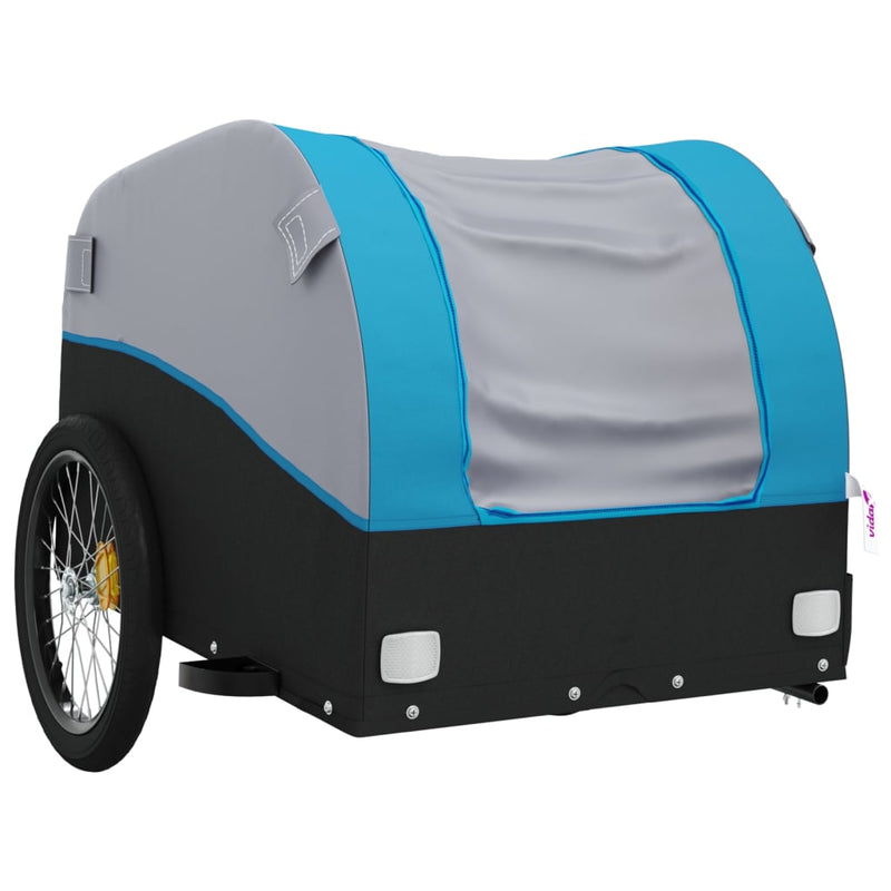 Load image into Gallery viewer, Vidaxl fietstrailer 45 kg ijzer zwart en blauw
