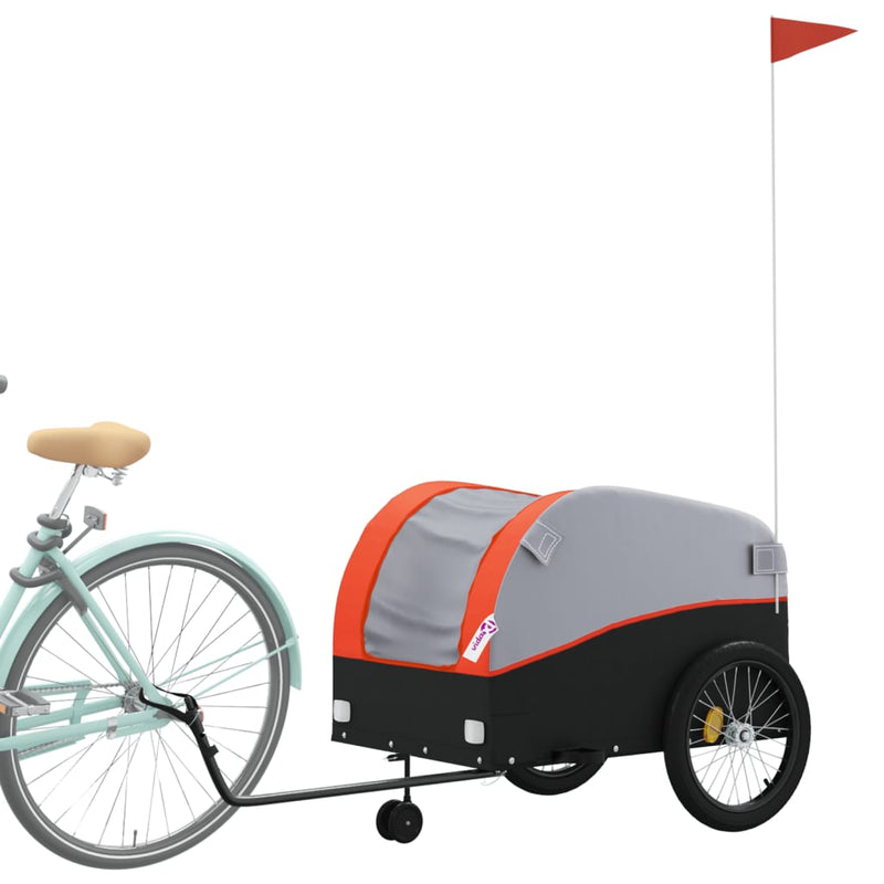 Load image into Gallery viewer, Vidaxl fietstrailer 45 kg ijzer zwart en oranje
