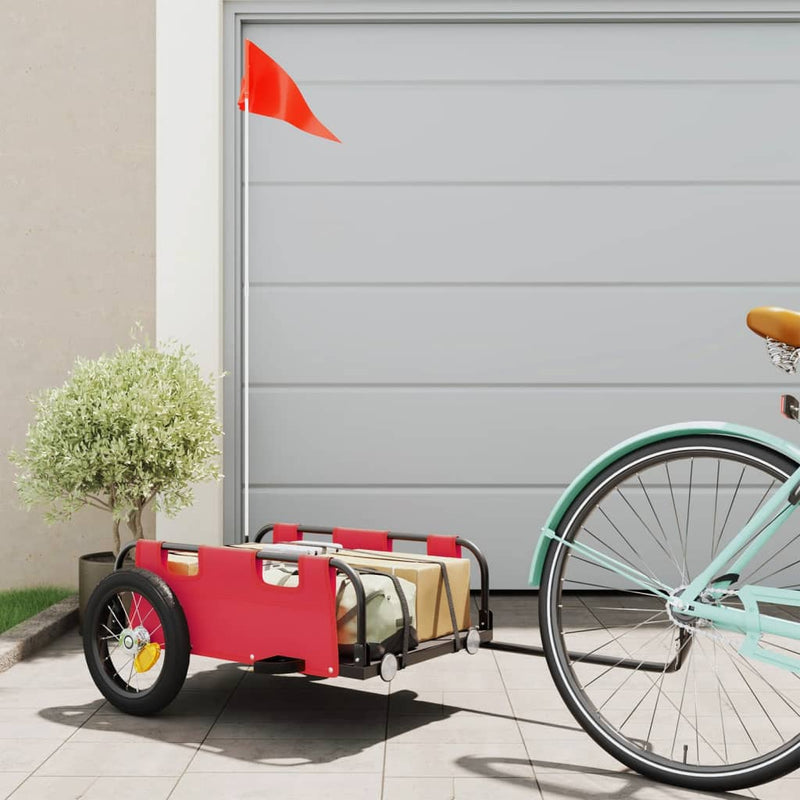 Load image into Gallery viewer, Vidaxl fietstrailer oxford stof en ijzer rood
