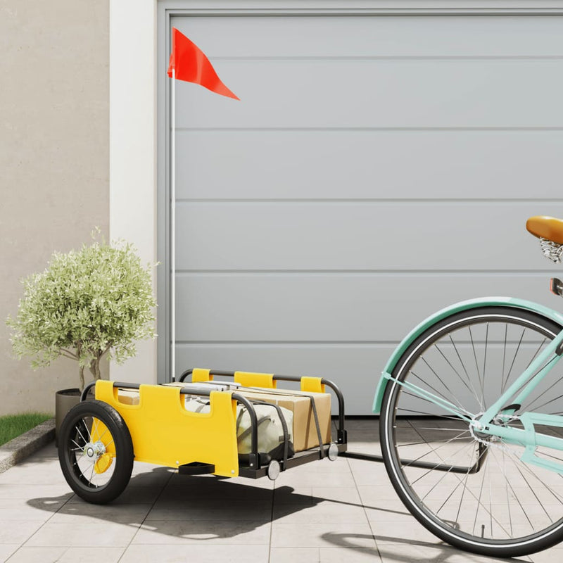 Load image into Gallery viewer, Vidaxl fietstrailer oxford stof en ijzer geel
