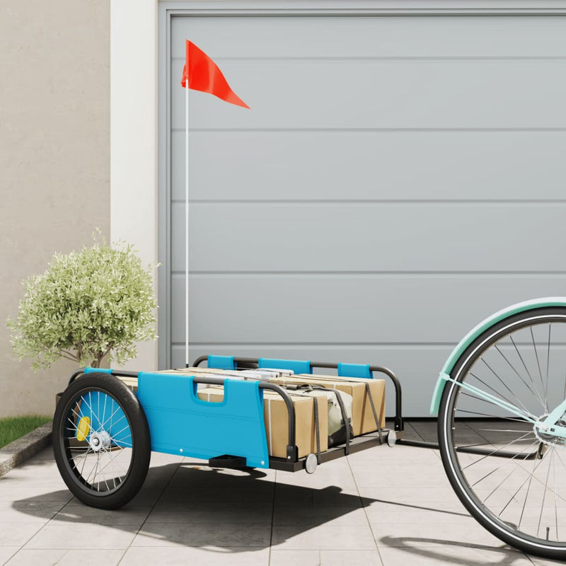 Load image into Gallery viewer, Vidaxl fietstrailer oxford stof en ijzer blauw
