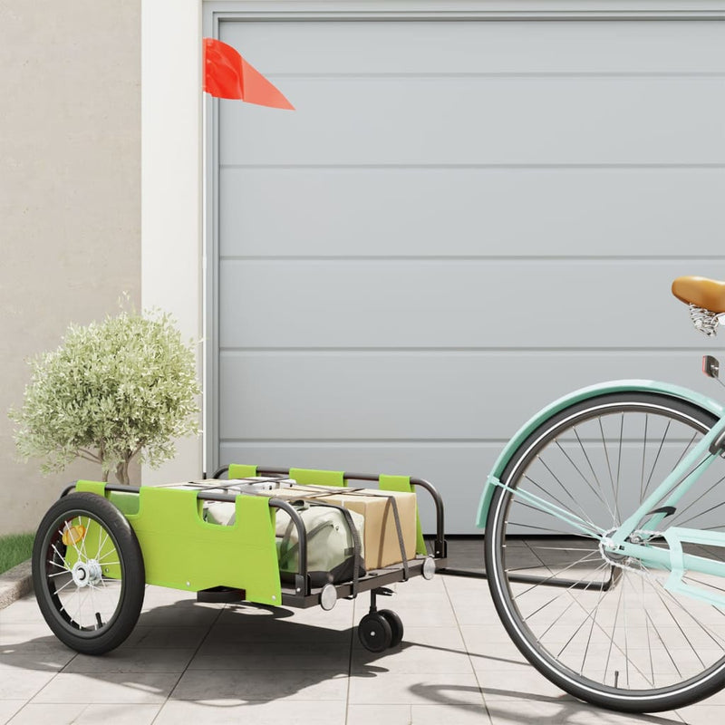 Load image into Gallery viewer, Vidaxl fietstrailer oxford stof en ijzer groen
