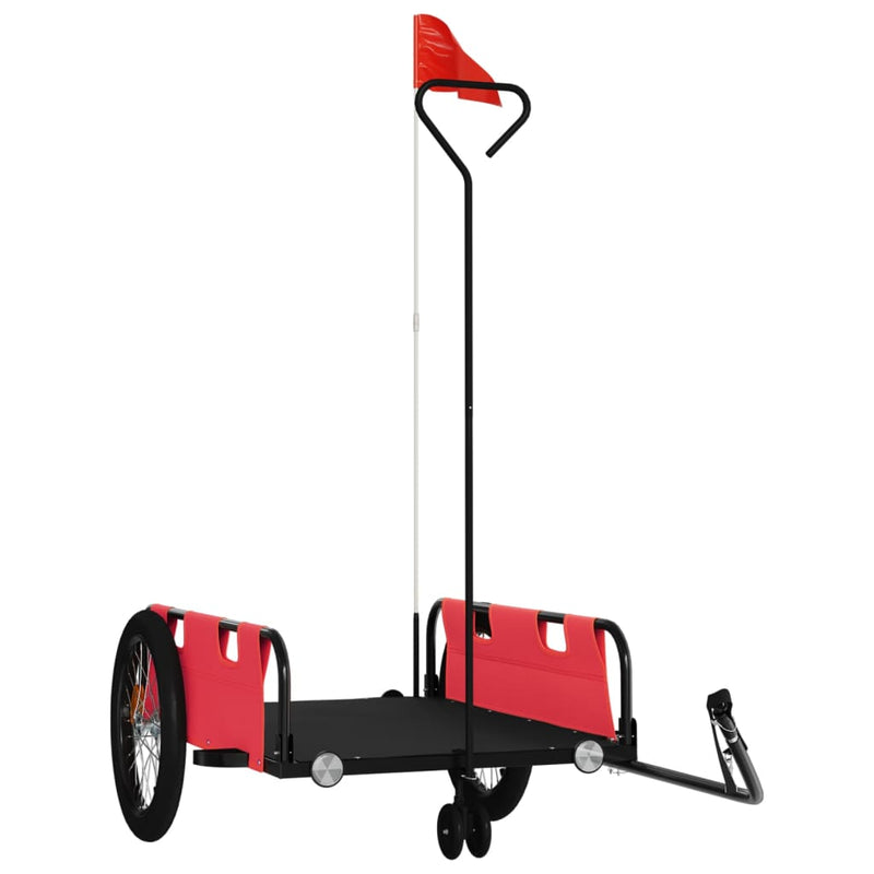 Load image into Gallery viewer, Vidaxl fietstrailer oxford stof en ijzer rood en zwart
