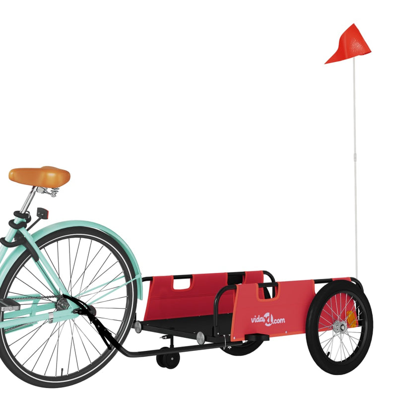 Load image into Gallery viewer, Vidaxl fietstrailer oxford stof en ijzer rood en zwart
