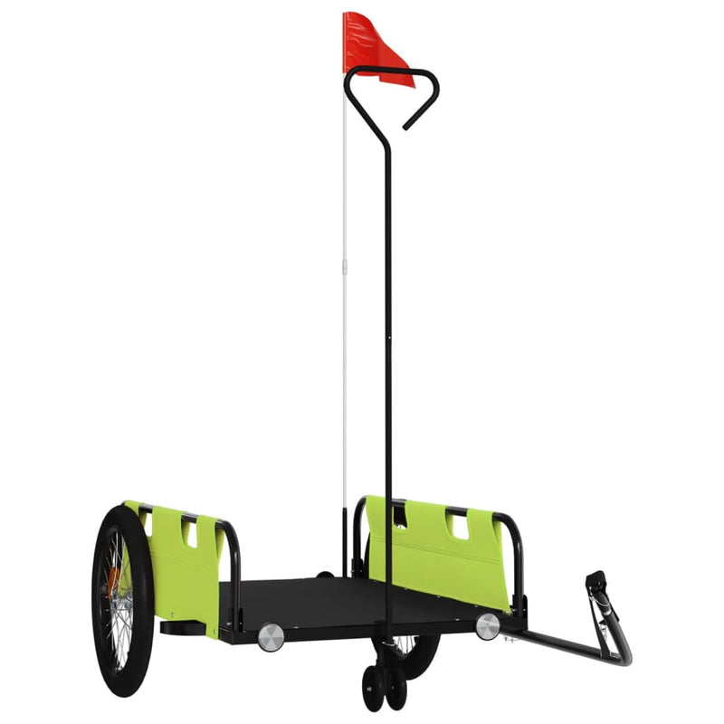 Load image into Gallery viewer, Vidaxl fietstrailer oxford stof en ijzer groen en zwart
