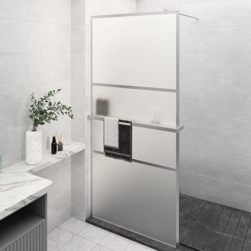 Load image into Gallery viewer, VidaXL Inloopdouchewand met schap 100x195 cm ESG-glas aluminium chroom
