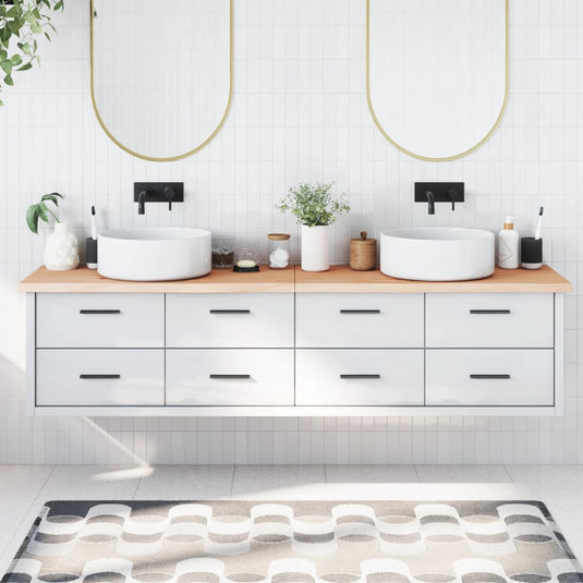 VidaXL Wastafelblad 200x40x(2-4) cm onbehandeld massief hout