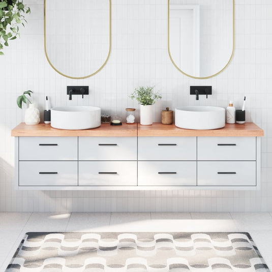 Vidaxl wastafelblad 200x30x(2-6) cm behandeld massief hout lichtbruin