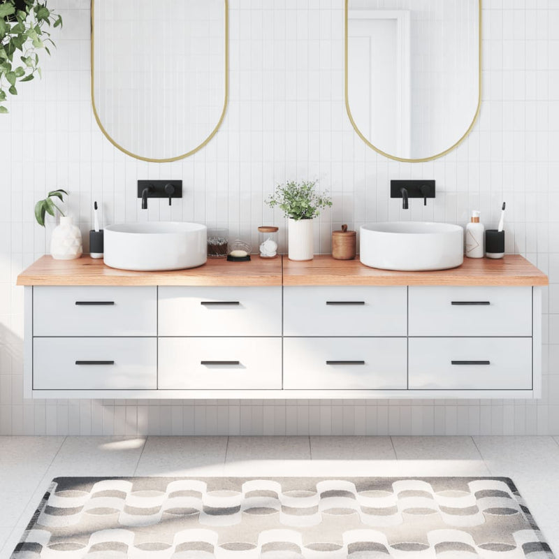 Load image into Gallery viewer, Vidaxl wastafelblad 200x50x(2-4) cm behandeld massief hout lichtbruin
