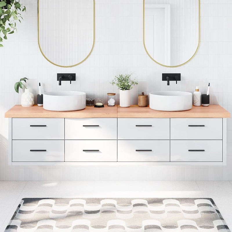 Load image into Gallery viewer, Vidaxl wastafelblad 220x50x(2-6) cm behandeld massief hout lichtbruin
