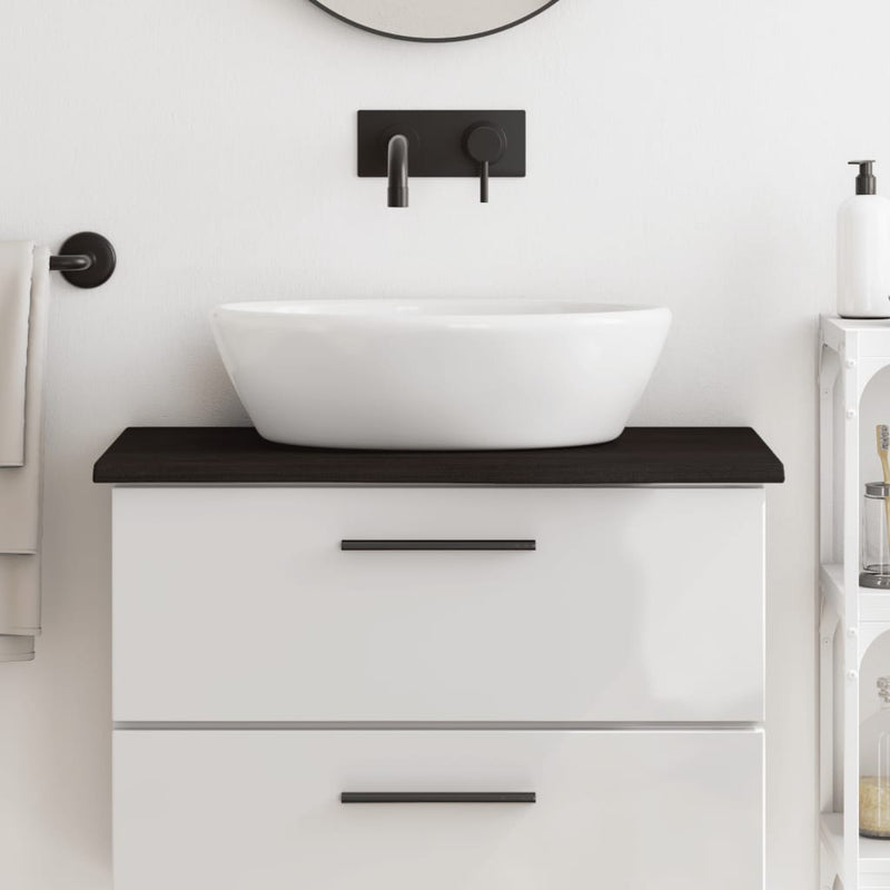 Load image into Gallery viewer, Vidaxl wastafelblad 80x40x2 cm behandeld massief hout donkerbruin
