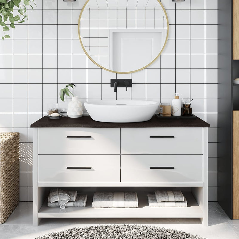 Load image into Gallery viewer, Vidaxl wastafelblad 100x30x2 cm behandeld massief hout donkerbruin
