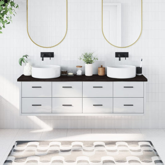 Vidaxl wastafelblad 180x30x(2-4) cm behandeld massief hout donkerbruin