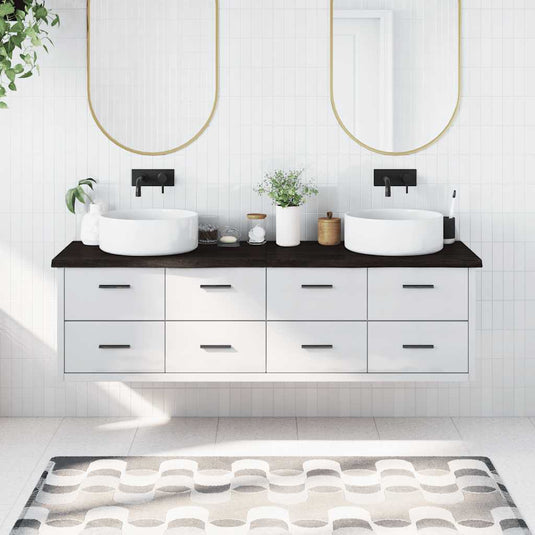 Vidaxl wastafelblad 180x50x(2-4) cm behandeld massief hout donkerbruin