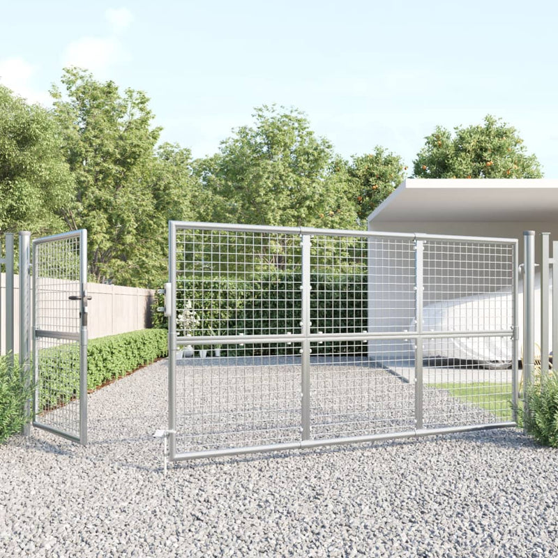 Load image into Gallery viewer, VidaXL Tuinpoort 350x175 cm gaas en gegalvaniseerd staal zilverkleur
