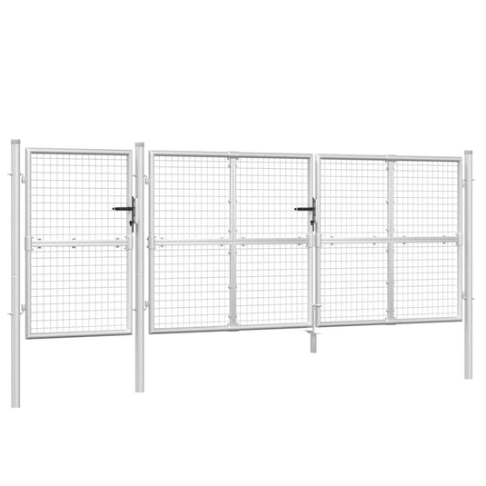 VidaXL Tuinpoort 400x175 cm gaas en gegalvaniseerd staal zilverkleurig