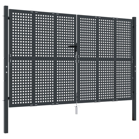VidaXL Poort 300x175 cm staal antracietkleurig