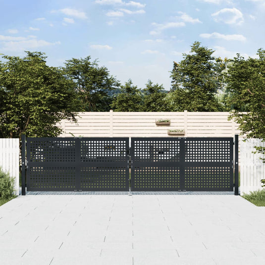 VidaXL Poort 400x125 cm staal antracietkleurig