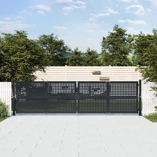 VidaXL Poort 400x150 cm staal antracietkleurig