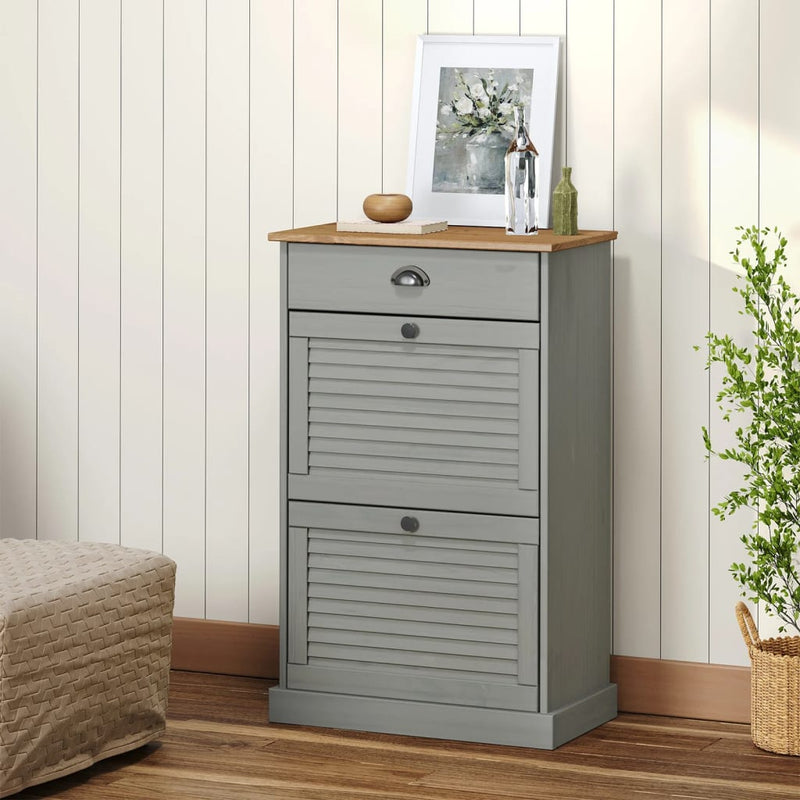 Load image into Gallery viewer, Vidaxl schoenenkast vigo 60x35x96 cm massief grenenhout grijs
