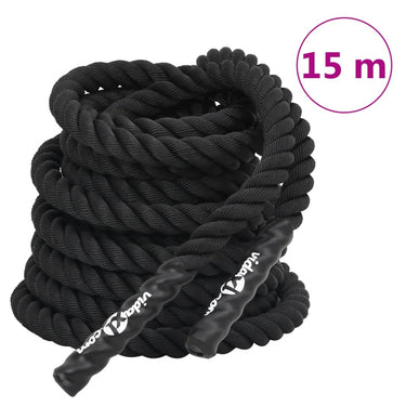 Vidaxl battle rope zwart 15 m 11 kg polyester