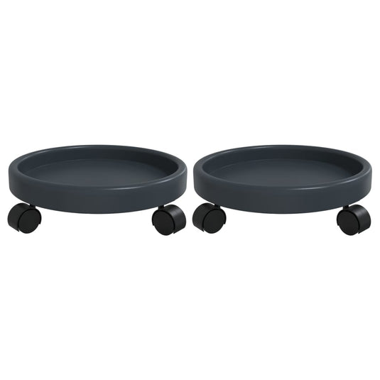 Vidaxl plantentrolleys 2 st met wielen ø34 cm 35 kg grijs