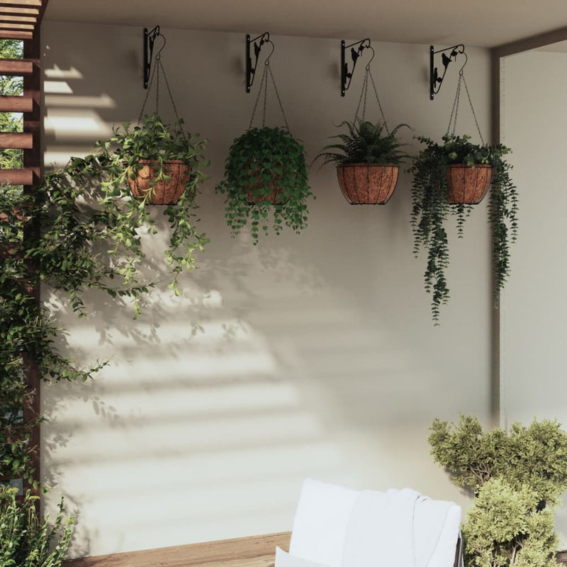 Load image into Gallery viewer, VidaXL Hangmandbeugels met plantenbakken 4 st staal zwart
