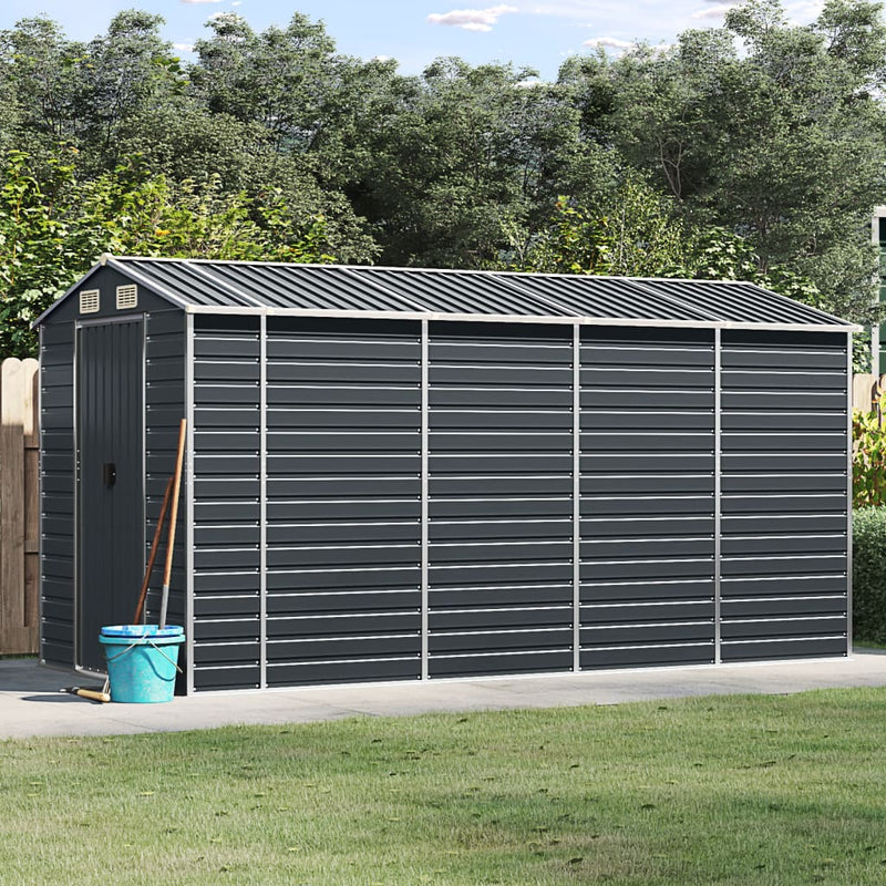 Load image into Gallery viewer, VidaXL Tuinschuur 191x385x198 cm gegalvaniseerd staal antracietkleurig
