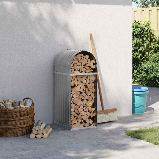 Vidaxl haardhoutopslag 40x45x100 cm gegalvaniseerd staal lichtgrijs