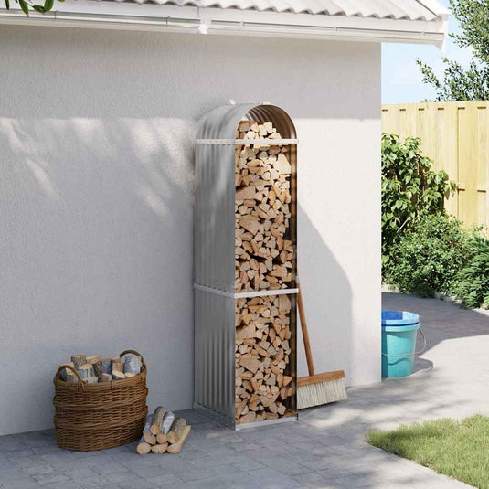 Vidaxl haardhoutopslag 40x45x170 cm gegalvaniseerd staal lichtgrijs