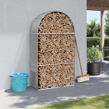Vidaxl haardhoutopslag 120x45x210 cm gegalvaniseerd staal lichtgrijs