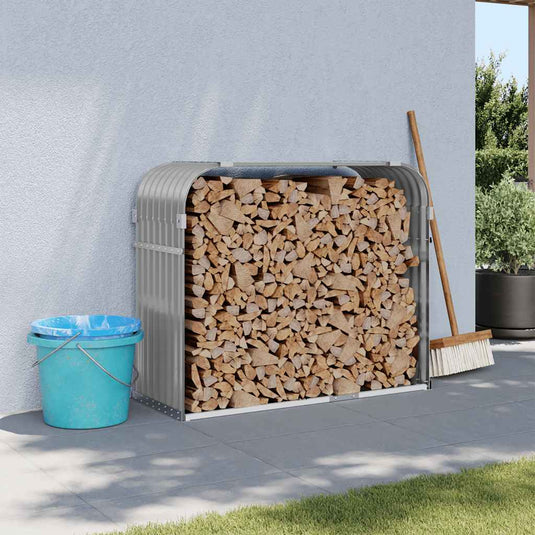 Vidaxl haardhoutopslag 120x45x100 cm gegalvaniseerd staal lichtgrijs