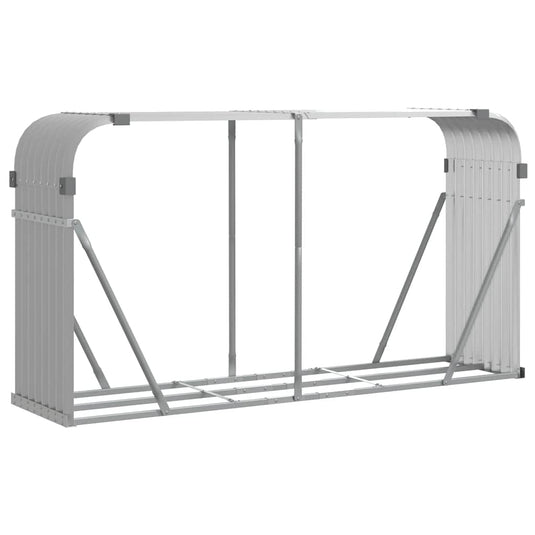 Vidaxl haardhoutopslag 180x45x100 cm gegalvaniseerd staal lichtgrijs