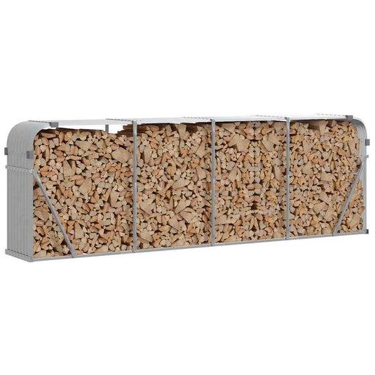 Vidaxl haardhoutopslag 300x45x100 cm gegalvaniseerd staal lichtgrijs