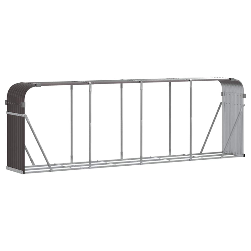 Afbeelding laden in galerijviewer, Vidaxl haardhoutopslag 300x45x100 cm gegalvaniseerd staal bruin
