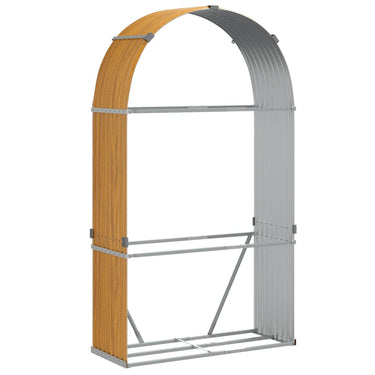 Vidaxl haardhoutopslag 120x45x210 cm gegalvaniseerd staal houtlook