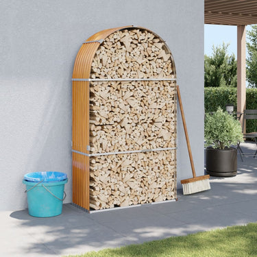Vidaxl haardhoutopslag 120x45x210 cm gegalvaniseerd staal houtlook