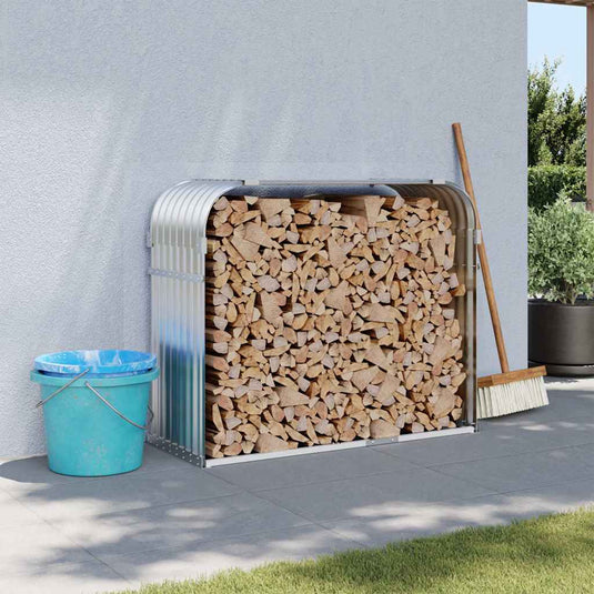 Vidaxl haardhoutopslag 120x45x100 cm gegalvaniseerd staal zilverkleur