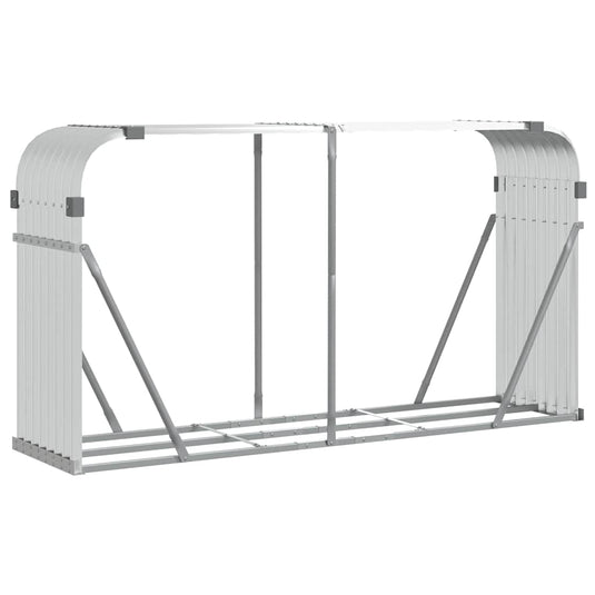 Vidaxl haardhoutopslag 180x45x100 cm gegalvaniseerd staal zilverkleur