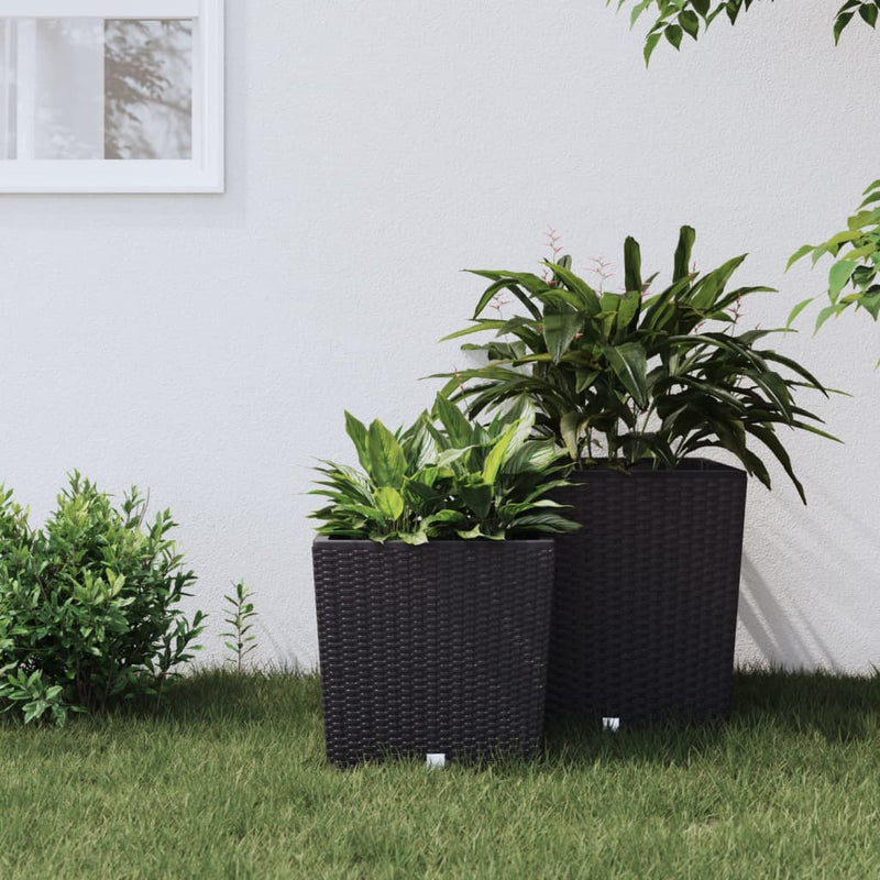 Load image into Gallery viewer, Vidaxl plantenbak met uitneembare bak rattan-look 21 32 l pp antraciet
